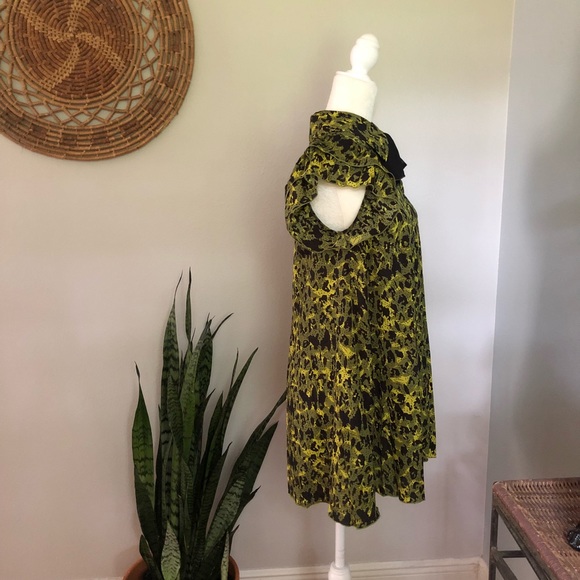 Green Leopard Bow Neck Ruffle Tunic - Picture 3 of 6